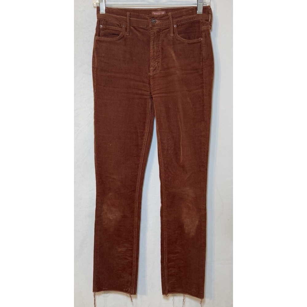 Mother Sz 25 Mid Rise Dazzler Ankle Fray Corduroy Brown Hopscotch Pants